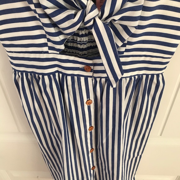 Rampage Striped Tie Front Nautical Button Dress - Picture 4 of 7
